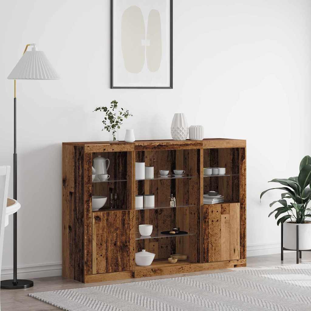 LED Sideboard Oudhout 142,5 x 37 x 100 cm Bewerkt hout is nu te koop bij PeponiXL, paradijselijk wonen!