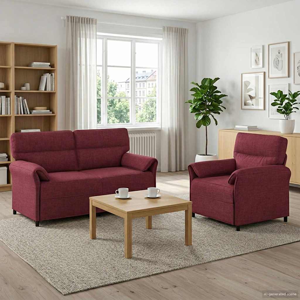 Bankstel 2 st Wijnrood Stof is nu te koop bij PeponiXL, paradijselijk wonen!