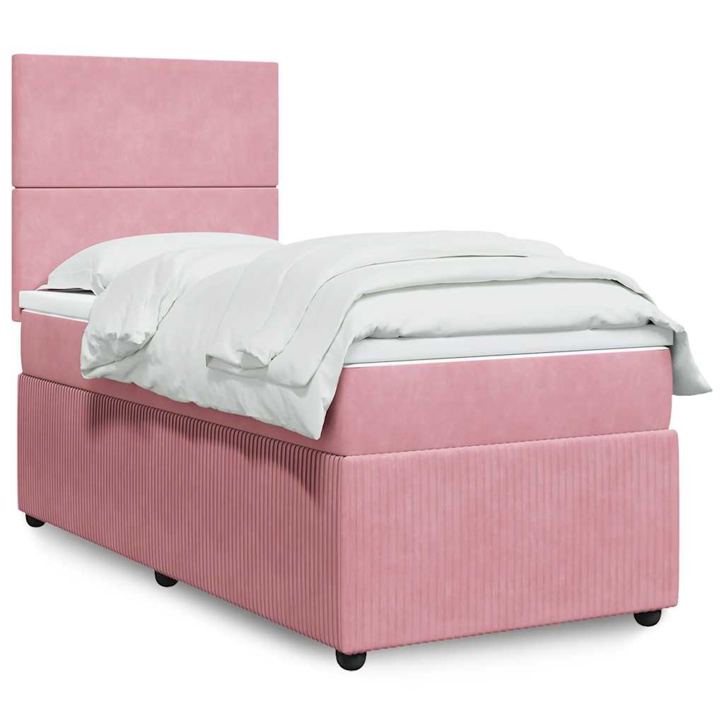 Boxspring met matras fluweel roze 90x200 cm is nu te koop bij PeponiXL, paradijselijk wonen!