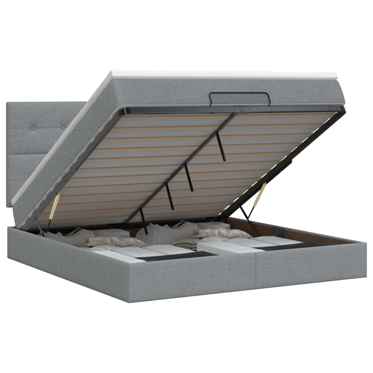 Ottoman bed met matras Lichtgrijs 140 x 190 cm Stof is nu te koop bij PeponiXL, paradijselijk wonen!