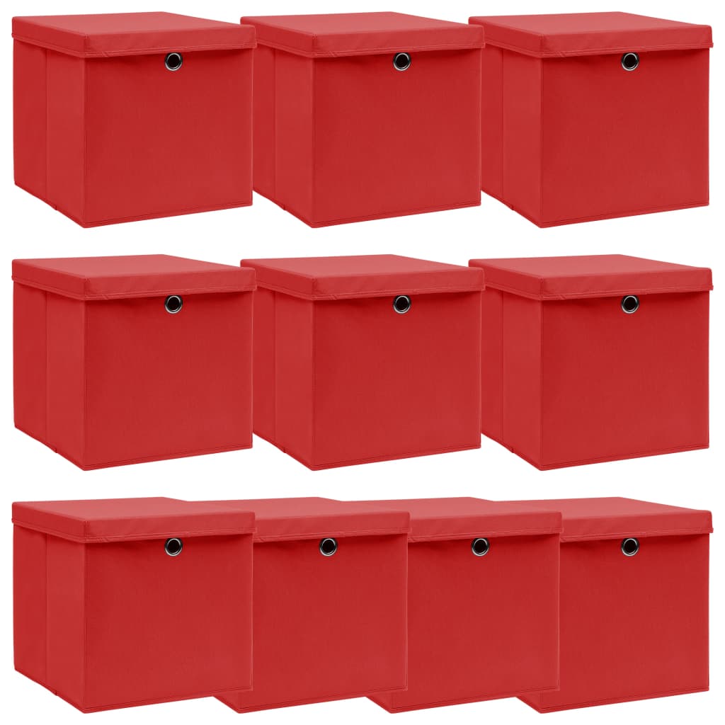 Opbergboxen met deksel 10 st 32x32x32 cm stof wit is nu te koop bij PeponiXL, paradijselijk wonen!