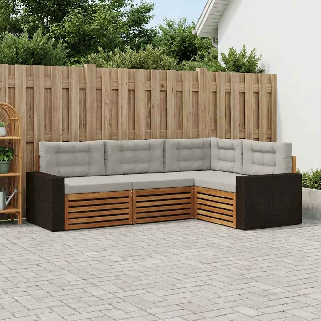 Buiten bankenset 4 pcs Naturel en lichtgrijs is nu te koop bij PeponiXL, paradijselijk wonen!