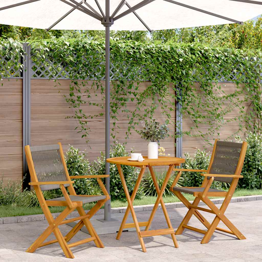 3-delige Bistroset polypropeen en massief hout grijs is nu te koop bij PeponiXL, paradijselijk wonen!