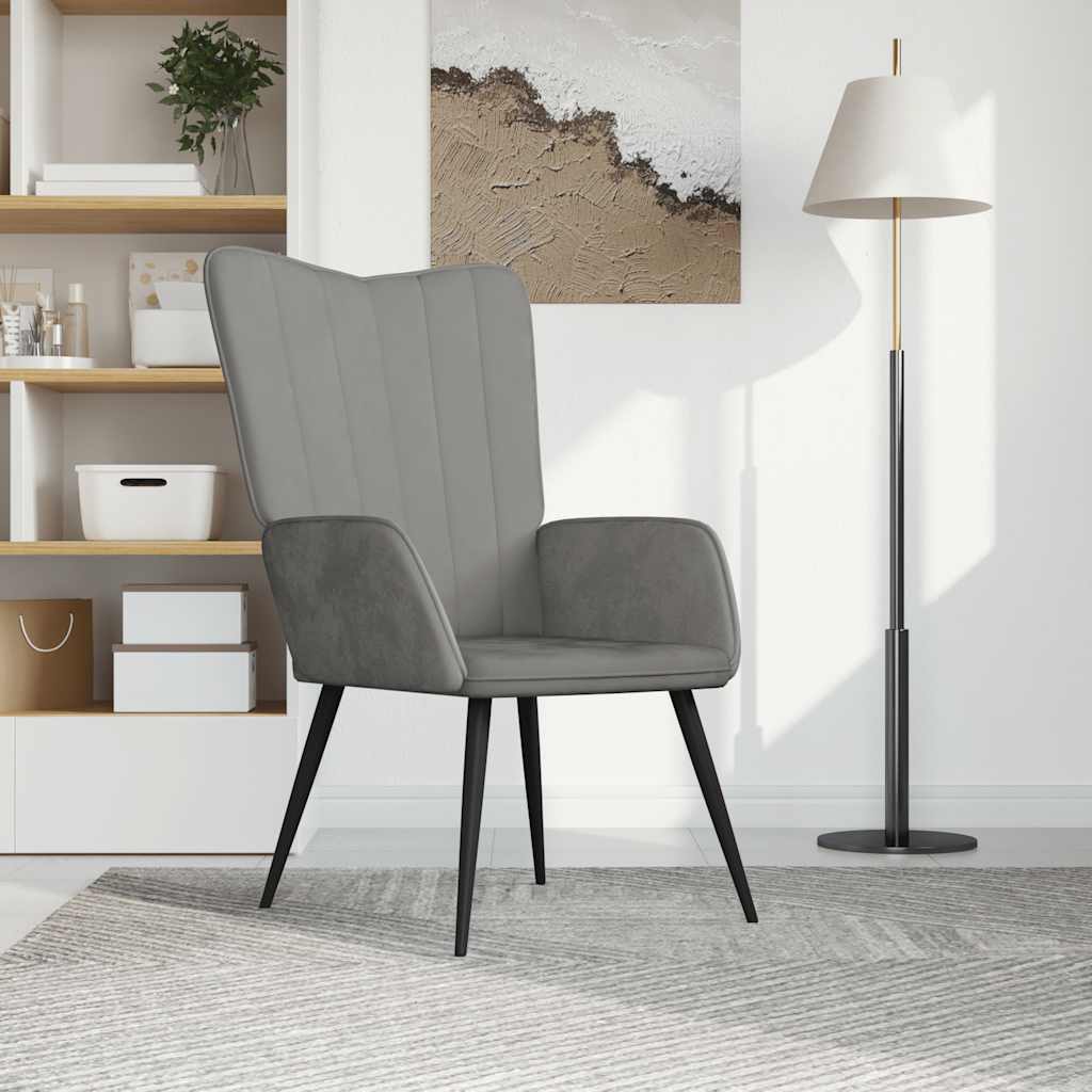 Relaxstoel fluweel lichtgrijs is nu te koop bij PeponiXL, paradijselijk wonen!