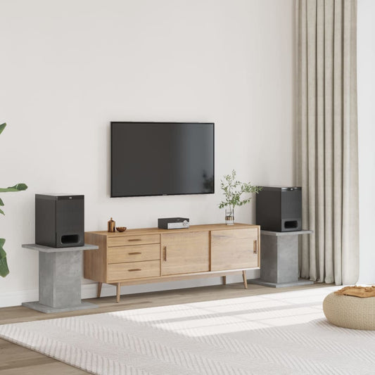 Speakerstandaards 2 st 30x30x40 cm bewerkt hout betongrijs is nu te koop bij PeponiXL, paradijselijk wonen!