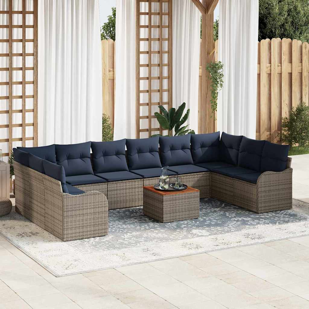 Tuinbankenset 11 st Grijs poly rattan is nu te koop bij PeponiXL, paradijselijk wonen!