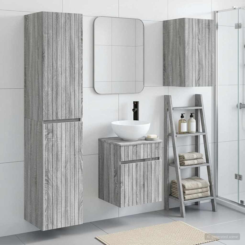 Badkamermeubelset 3 st Grijs Sonoma 33 x 34,5 x 160 cm is nu te koop bij PeponiXL, paradijselijk wonen!