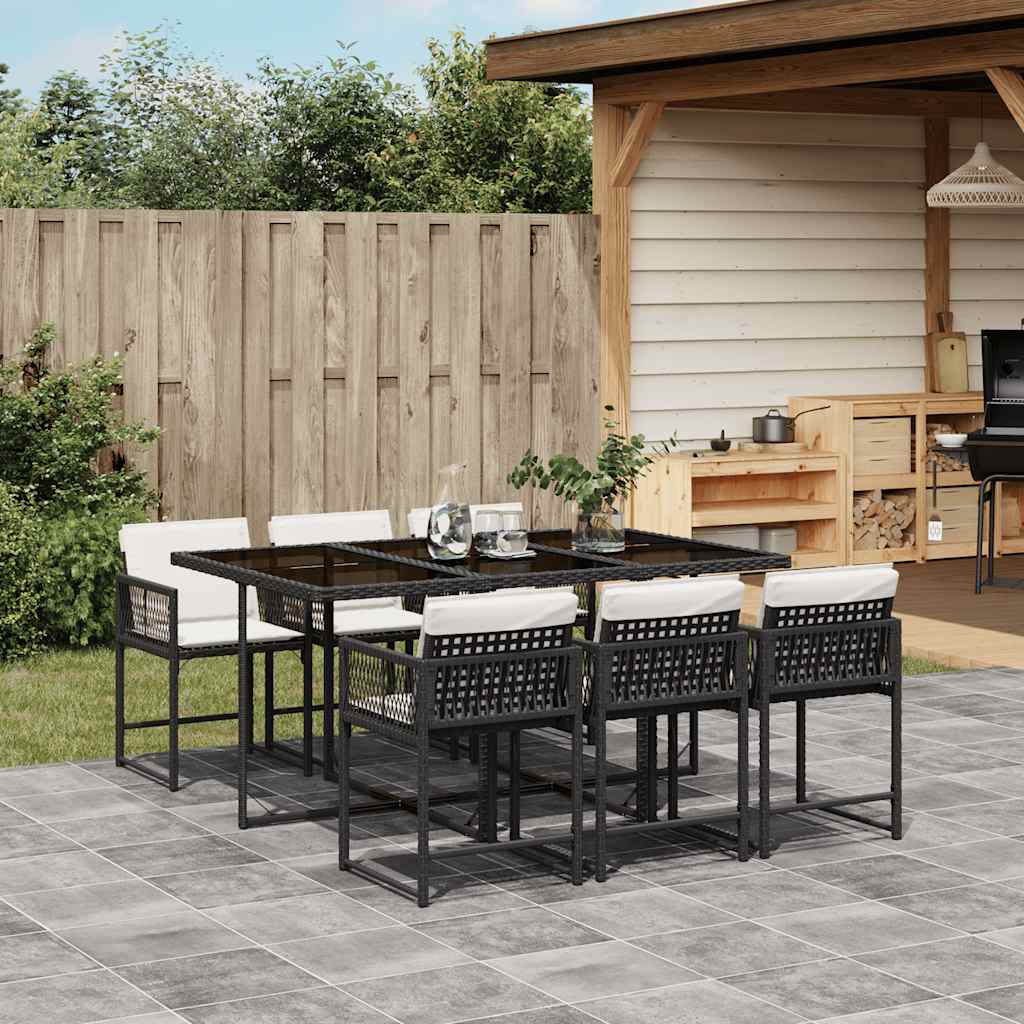 7-delige Tuinset met kussens poly rattan zwart is nu te koop bij PeponiXL, paradijselijk wonen!