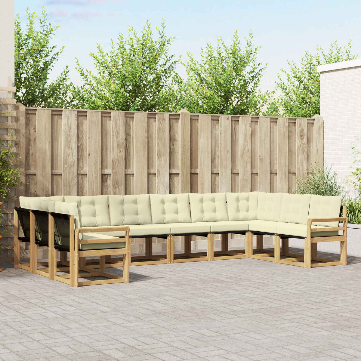 Buiten bankenset met kussen 10 pcs Wit en crèmekleurig is nu te koop bij PeponiXL, paradijselijk wonen!
