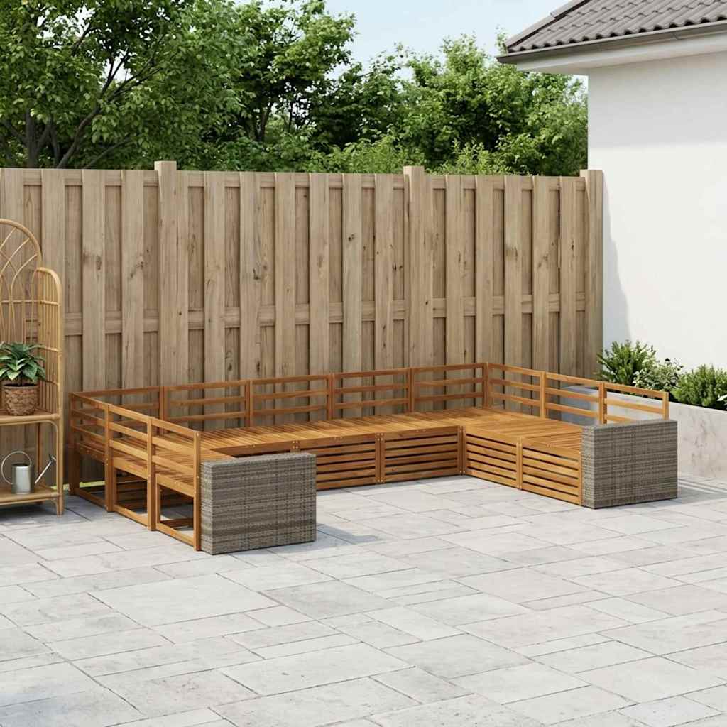 Buiten bankenset 9 pcs Naturel Massief Acaciahout is nu te koop bij PeponiXL, paradijselijk wonen!