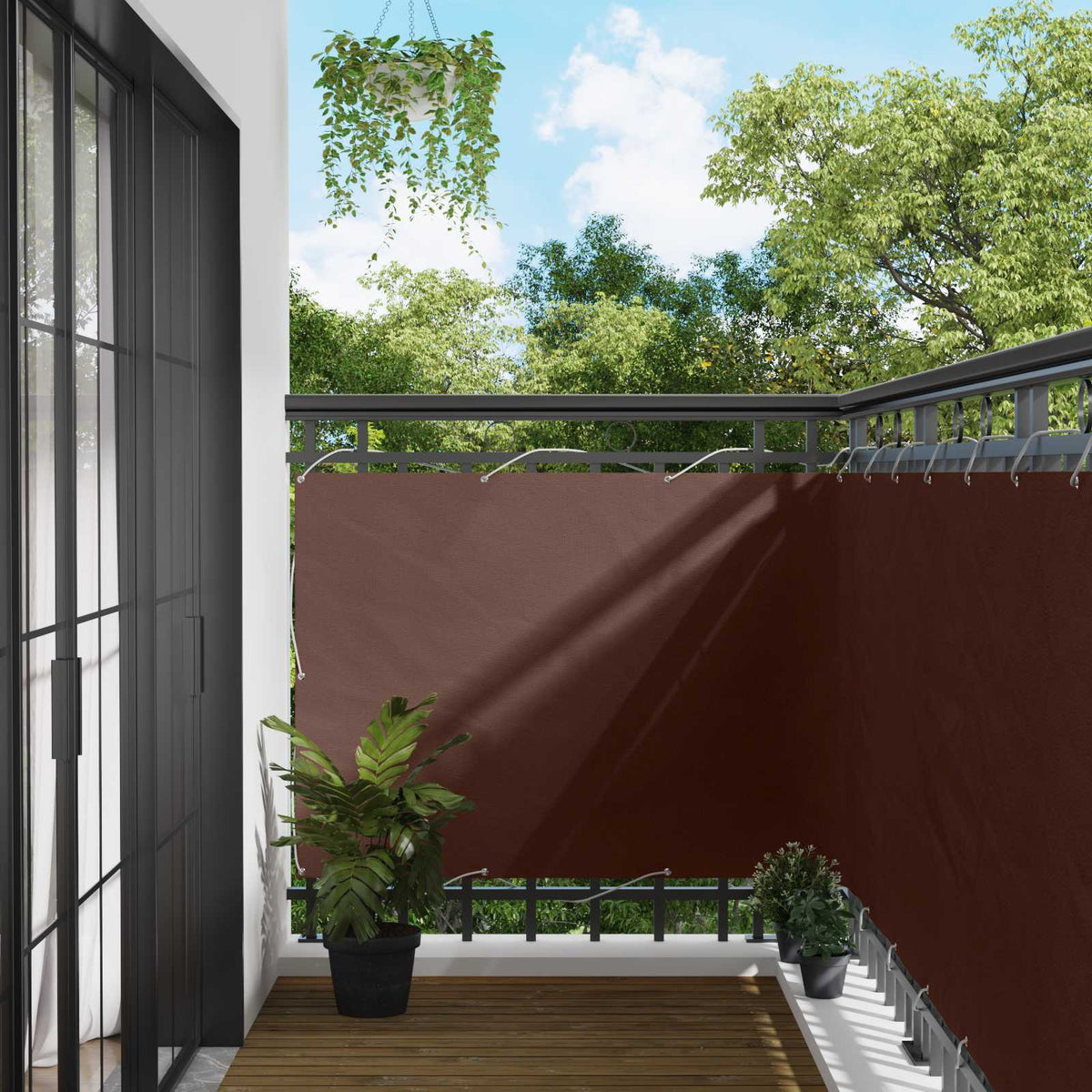 Balkon Scherm Bruin 110 x 800 cm Oxford Stof is nu te koop bij PeponiXL, paradijselijk wonen!