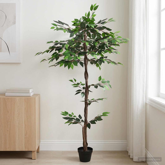 Kunst Ficus Plant Groen 85 x 18 x 160 cm Stof en Hout is nu te koop bij PeponiXL, paradijselijk wonen!