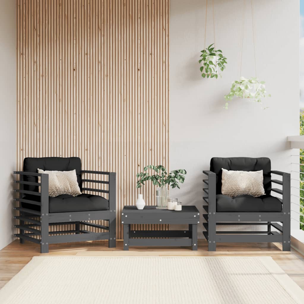 Tuinstoelen 2 st massief grenenhout grijs is nu te koop bij PeponiXL, paradijselijk wonen!