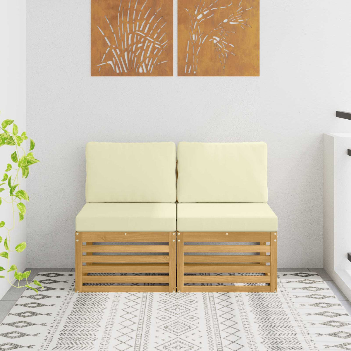 2 Stuk Buiten Midden Sofa Massief Acaciahout Wit is nu te koop bij PeponiXL, paradijselijk wonen!