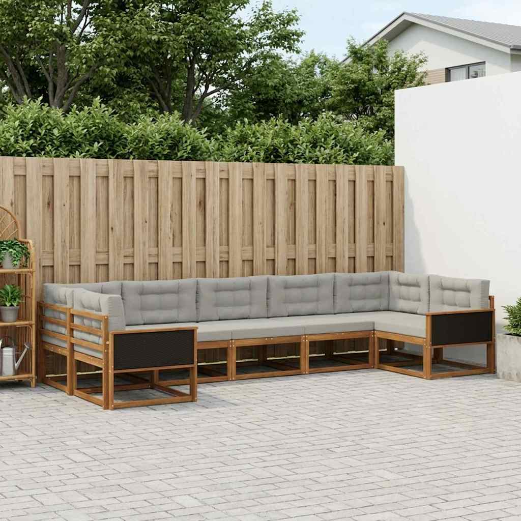 Buiten bankenset met kussen 7 pcs Naturel en lichtgrijs is nu te koop bij PeponiXL, paradijselijk wonen!