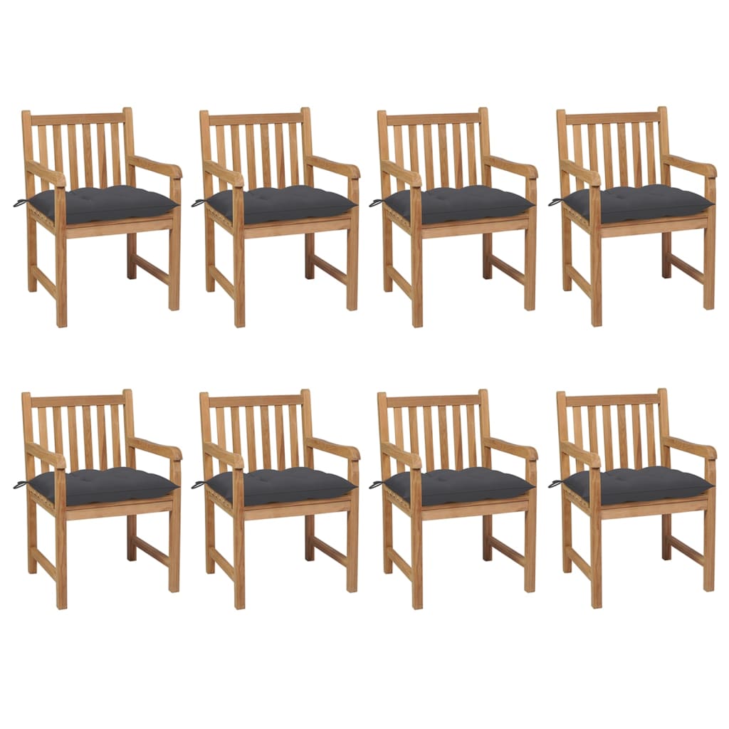 Tuinstoelen 8 st met antracietkleurige kussens massief teakhout is nu te koop bij PeponiXL, paradijselijk wonen!