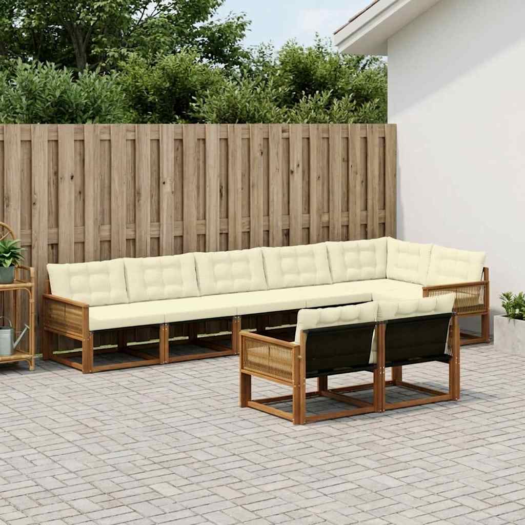 Buiten bankenset met kussen 8 pcs Natuurlijk en Crème is nu te koop bij PeponiXL, paradijselijk wonen!