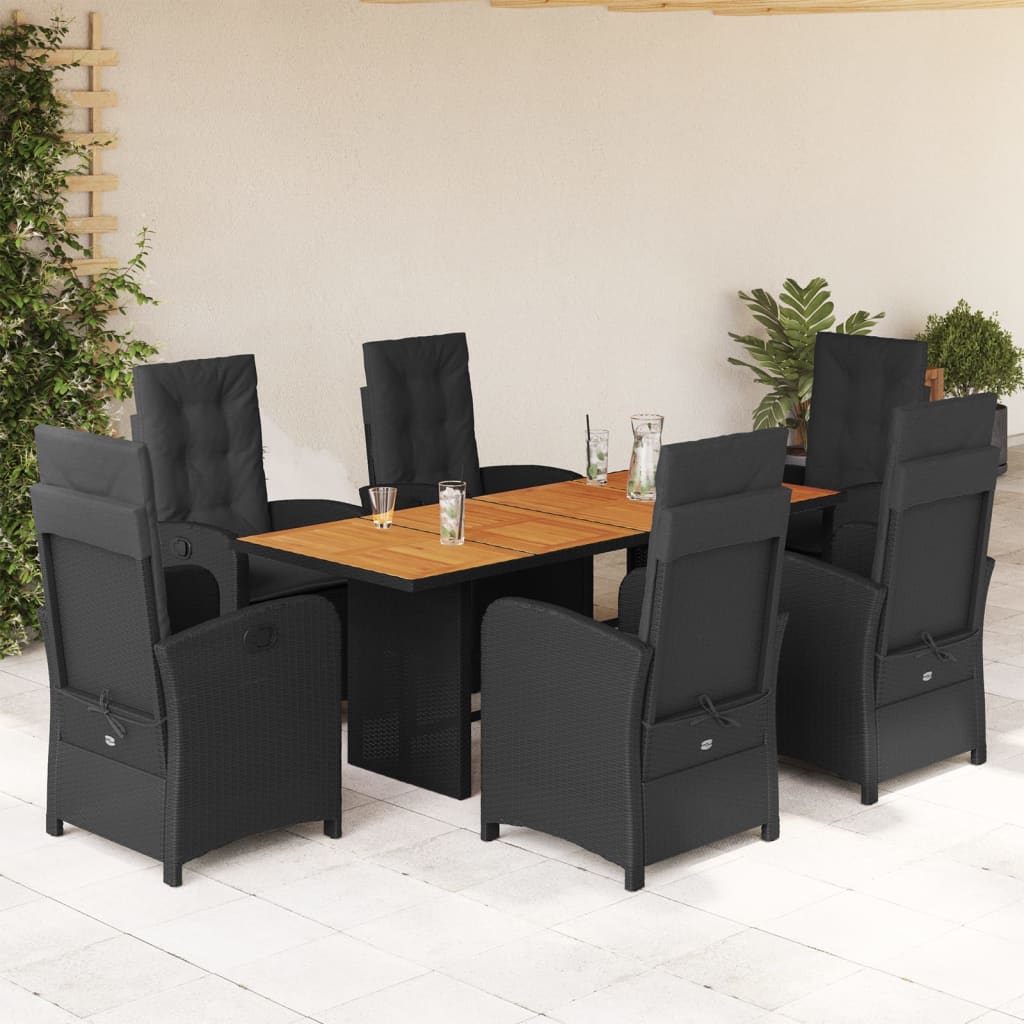7-delige Tuinset met kussens poly rattan zwart is nu te koop bij PeponiXL, paradijselijk wonen!