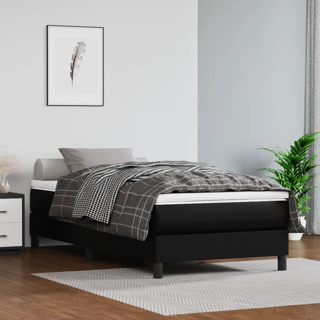 Pocketveringmatras medium 80x200x20 cm kunstleer zwart is nu te koop bij PeponiXL, paradijselijk wonen!