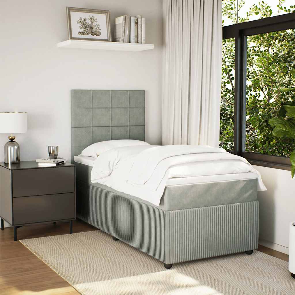 Boxspring met matras fluweel lichtgrijs 90x190 cm is nu te koop bij PeponiXL, paradijselijk wonen!