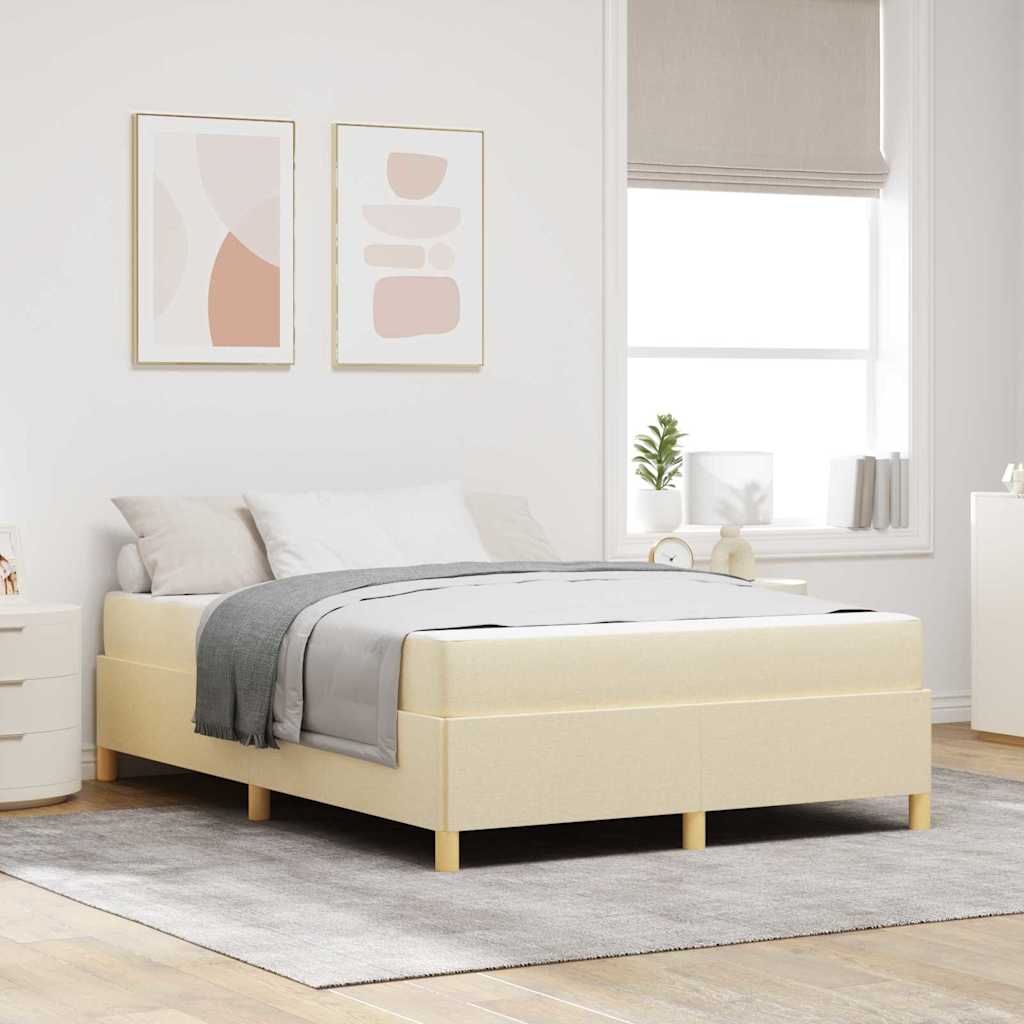 Bedframe met matras Crème 140 x 200 cm Stof is nu te koop bij PeponiXL, paradijselijk wonen!