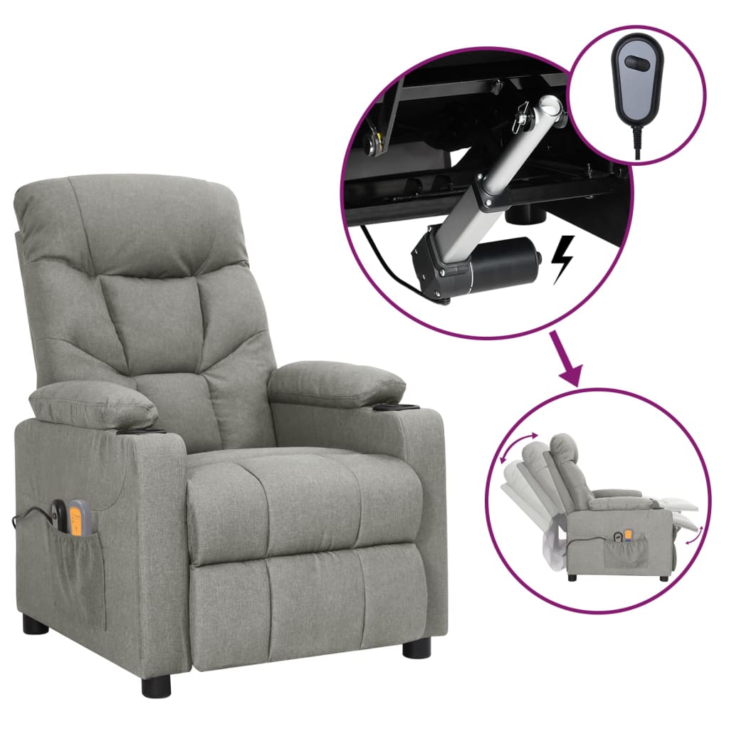 Massagestoel elektrisch stof lichtgrijs is nu te koop bij PeponiXL, paradijselijk wonen!