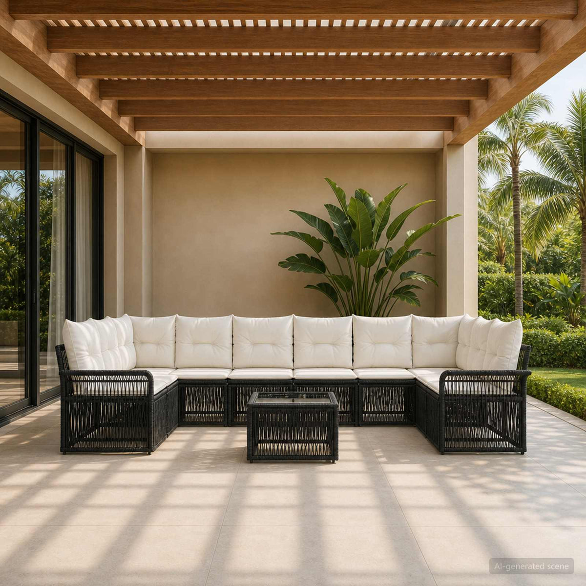 Tuinbankenset 11 pcs Zwart poly rattan is nu te koop bij PeponiXL, paradijselijk wonen!