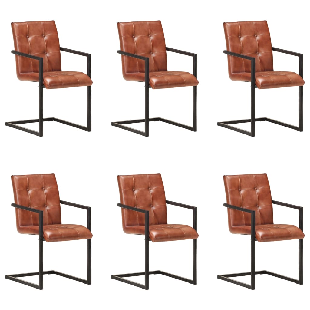 Eetkamerstoelen 6 st echt leer bruin is nu te koop bij PeponiXL, paradijselijk wonen!