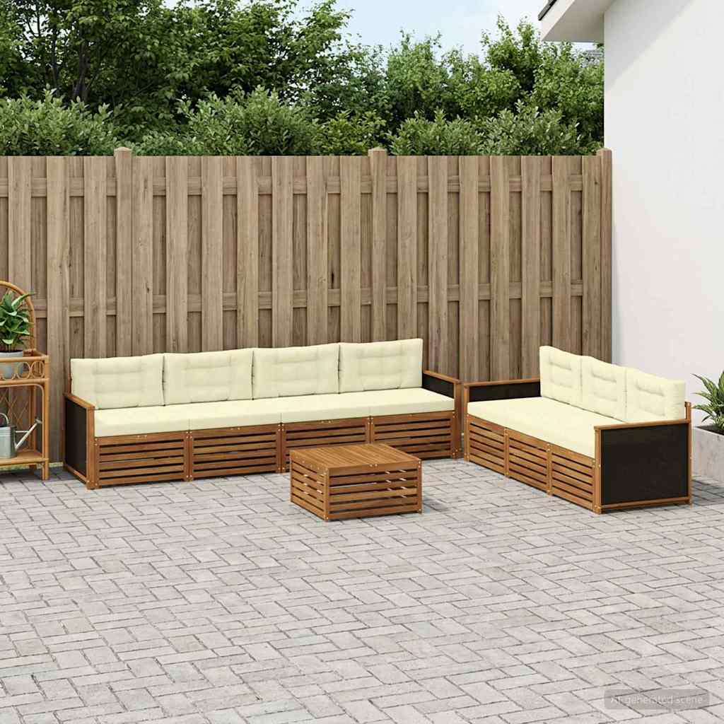Buiten bankenset 8 pcs Natuurlijk en Crème 79 x 79 x 37 cm is nu te koop bij PeponiXL, paradijselijk wonen!