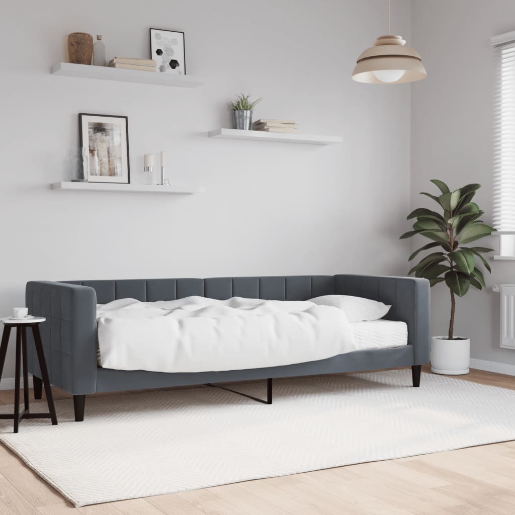 Slaapbank met matras 80x200 cm fluweel donkergrijs is nu te koop bij PeponiXL, paradijselijk wonen!