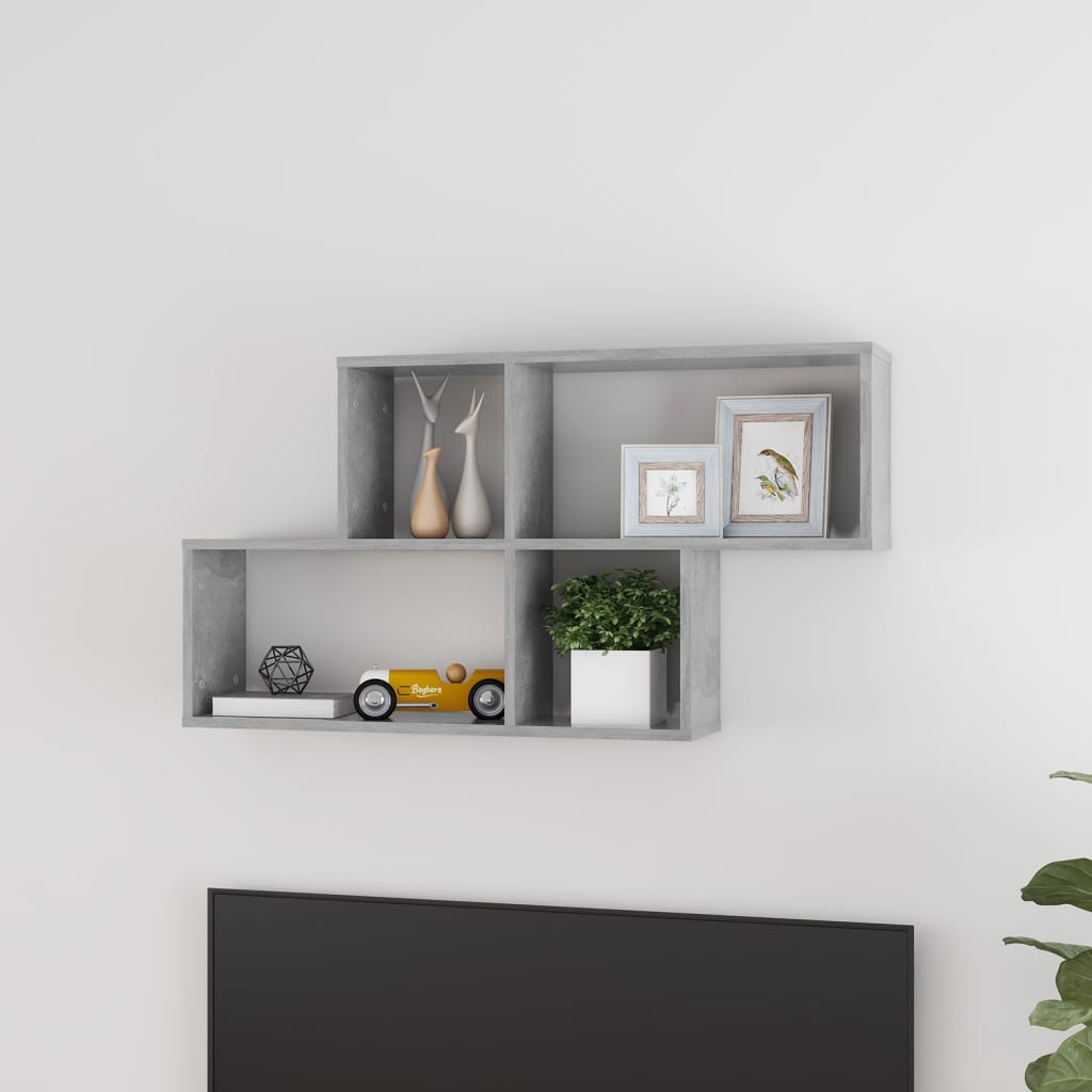 Wandschap 100x18x53 cm bewerkt hout betongrijs is nu te koop bij PeponiXL, paradijselijk wonen!