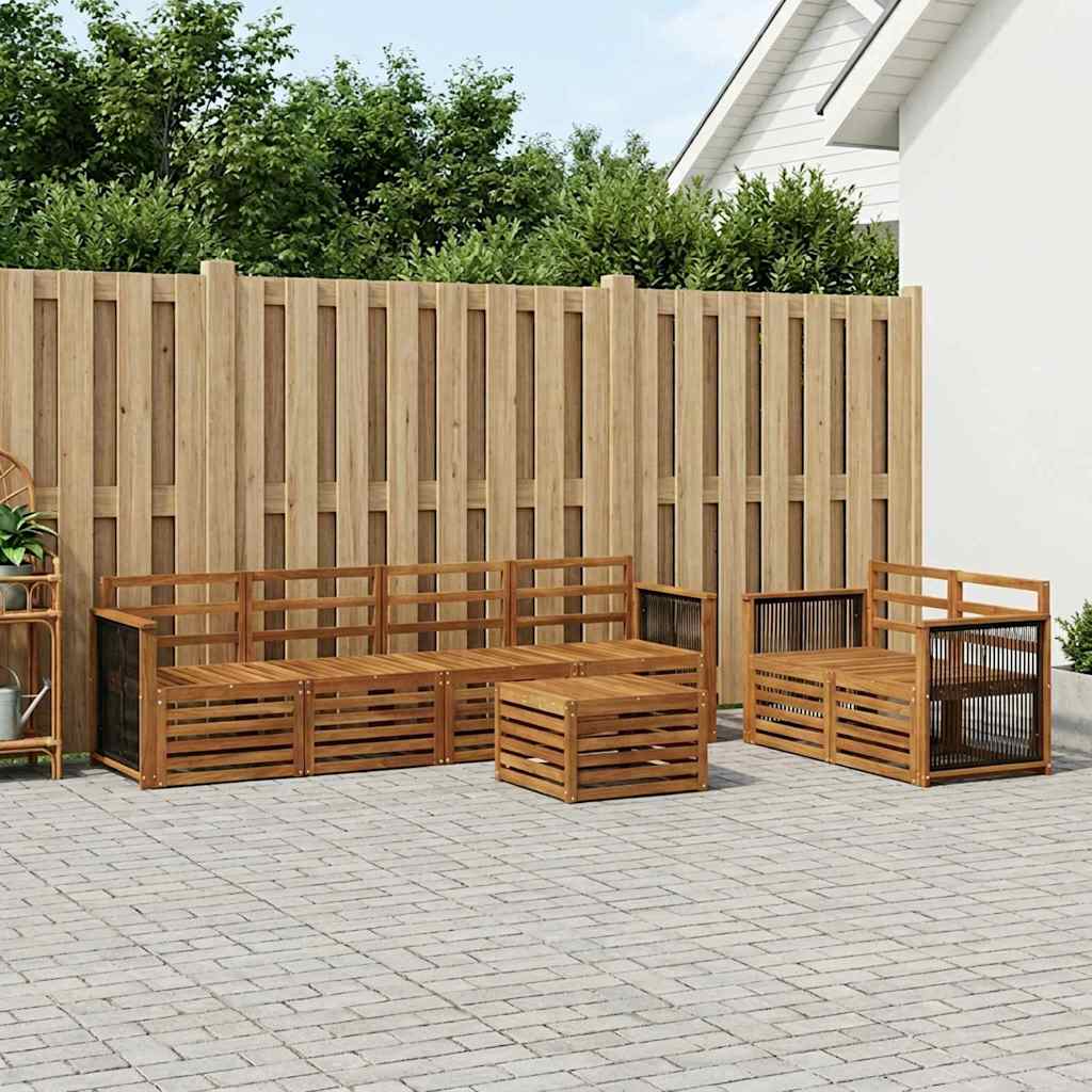 Buiten bankenset 7 pcs Naturel Massief Acaciahout is nu te koop bij PeponiXL, paradijselijk wonen!