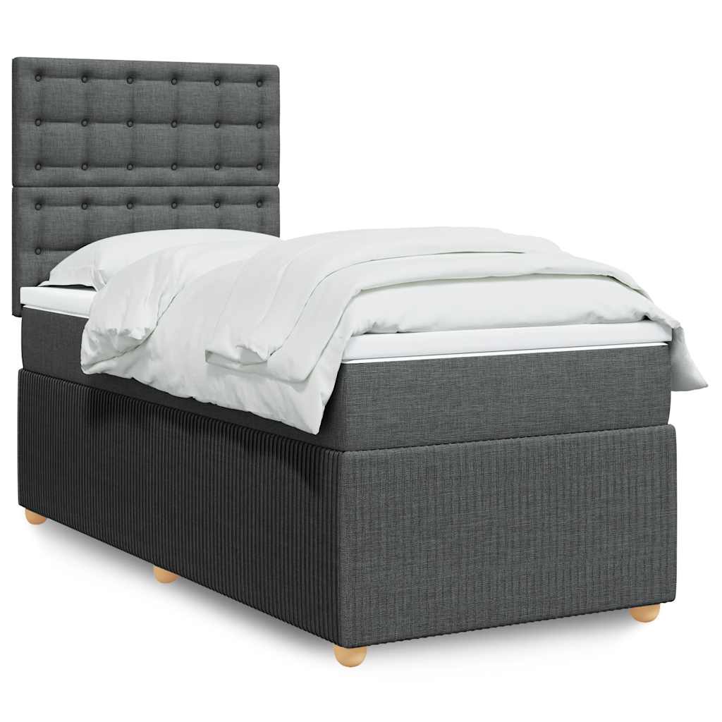 Boxspring met matras stof donkergrijs 100x200 cm is nu te koop bij PeponiXL, paradijselijk wonen!