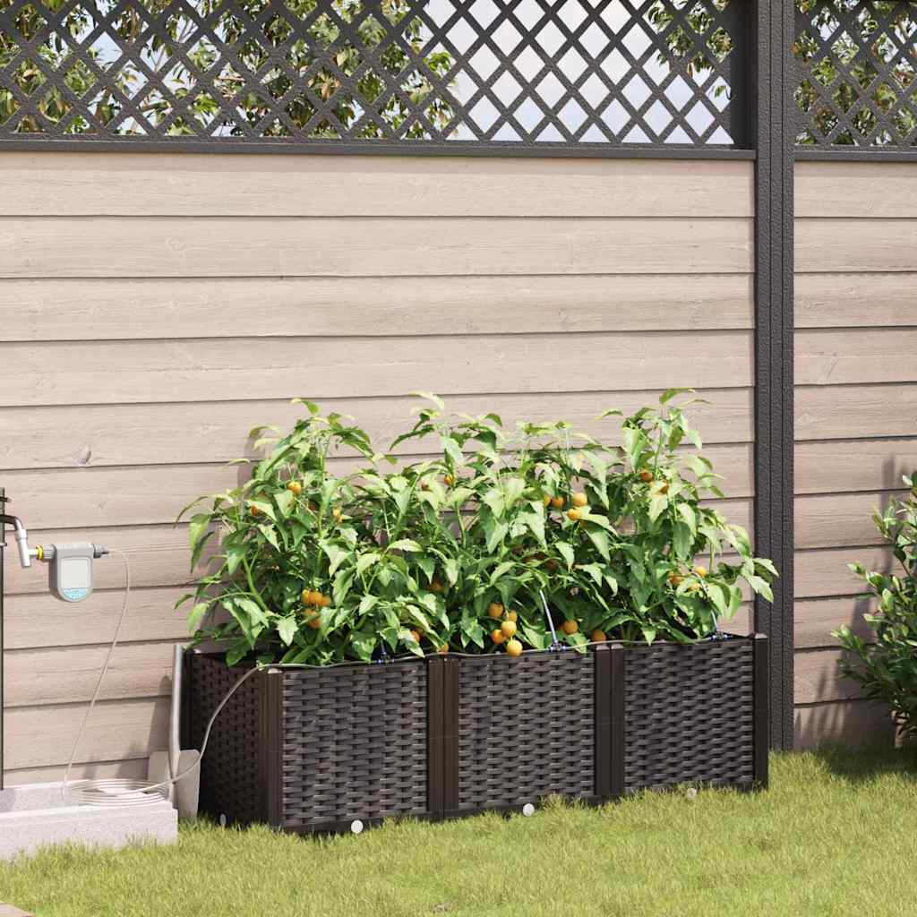 Tuin Bloempot 3 pcs Bruin Kunststof is nu te koop bij PeponiXL, paradijselijk wonen!