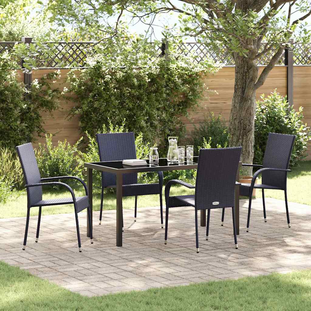 Tuin eettafelset 5 pcs Zwart Gepoedercoat staal is nu te koop bij PeponiXL, paradijselijk wonen!