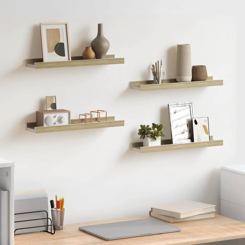 Wandschappen 4 st 40x9x3 cm wit en sonoma eikenkleurig is nu te koop bij PeponiXL, paradijselijk wonen!
