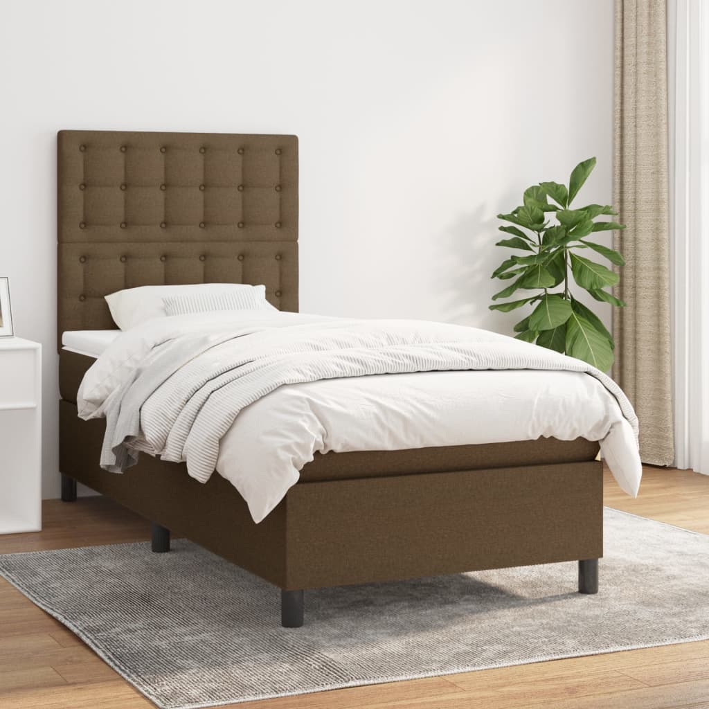 Boxspring met matras stof donkerbruin 80x200 cm is nu te koop bij PeponiXL, paradijselijk wonen!