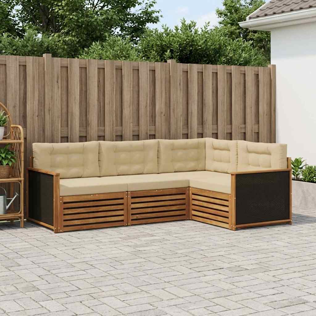 Buiten bankenset 4 pcs Natuurlijk en Beige is nu te koop bij PeponiXL, paradijselijk wonen!