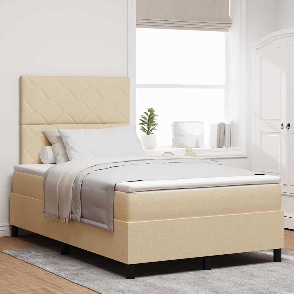 Boxspringbed met matras met hoofdeinde Crème 120 x 200 cm Stof is nu te koop bij PeponiXL, paradijselijk wonen!