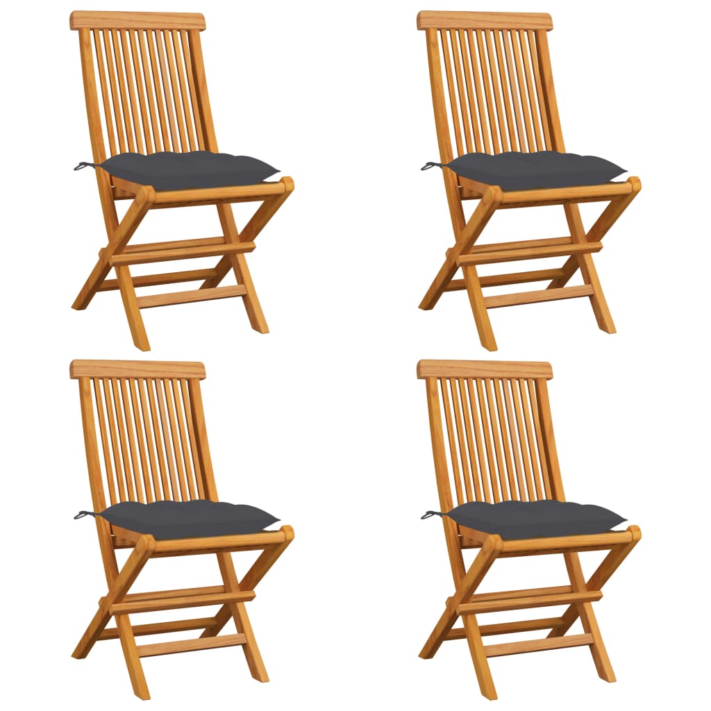 Tuinstoelen 4 st met antracietkleurige kussens massief teakhout is nu te koop bij PeponiXL, paradijselijk wonen!