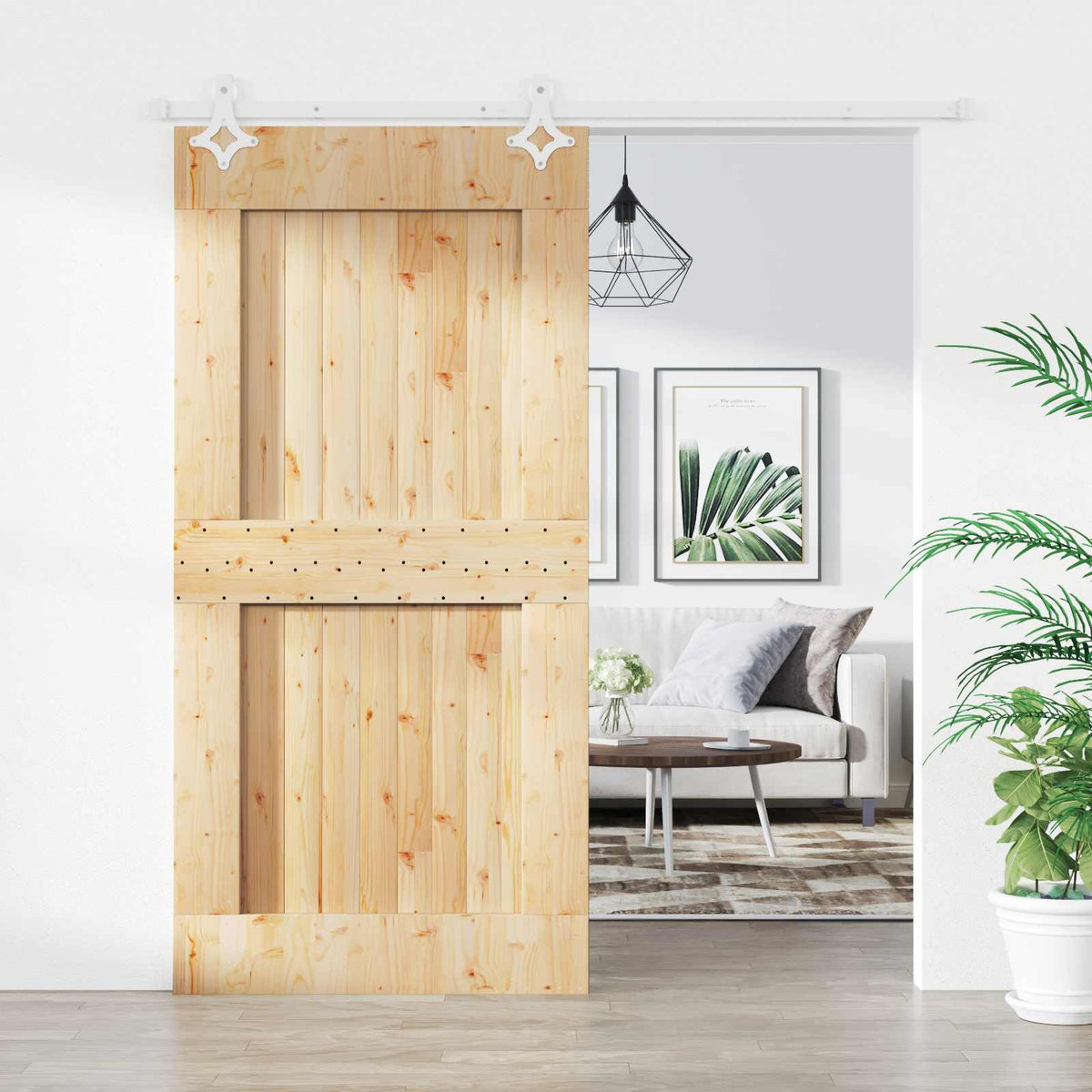 Schuifdeur Natuurlijk en Wit 100 x 210 cm Massief Grenenhout is nu te koop bij PeponiXL, paradijselijk wonen!