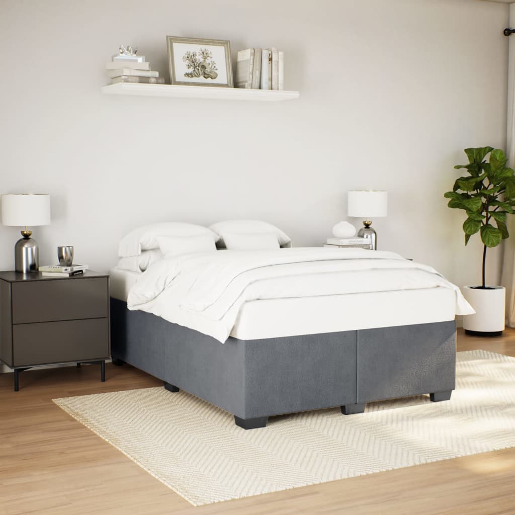 Bedframe zonder matras 140x200 cm fluweel donkergrijs is nu te koop bij PeponiXL, paradijselijk wonen!