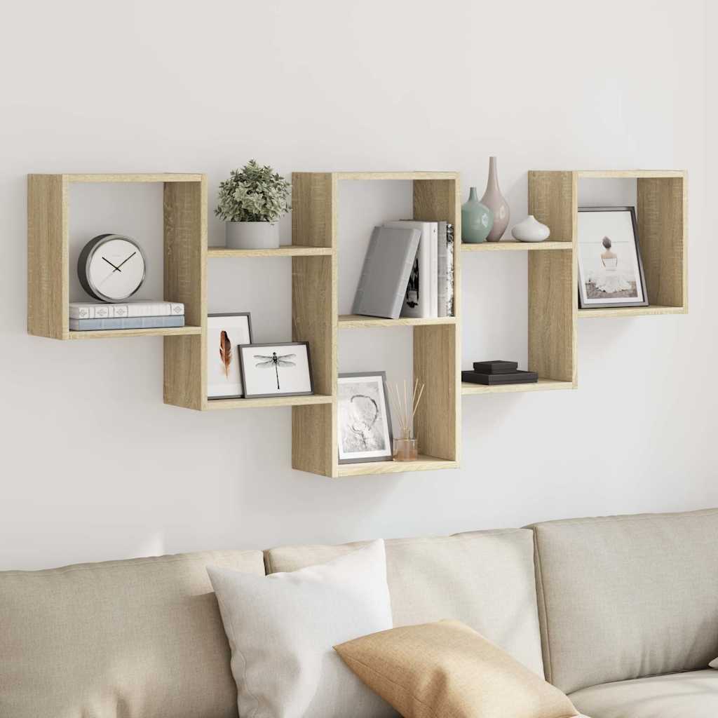 Wandschap 159x18x66 cm bewerkt hout sonoma eikenkleurig is nu te koop bij PeponiXL, paradijselijk wonen!