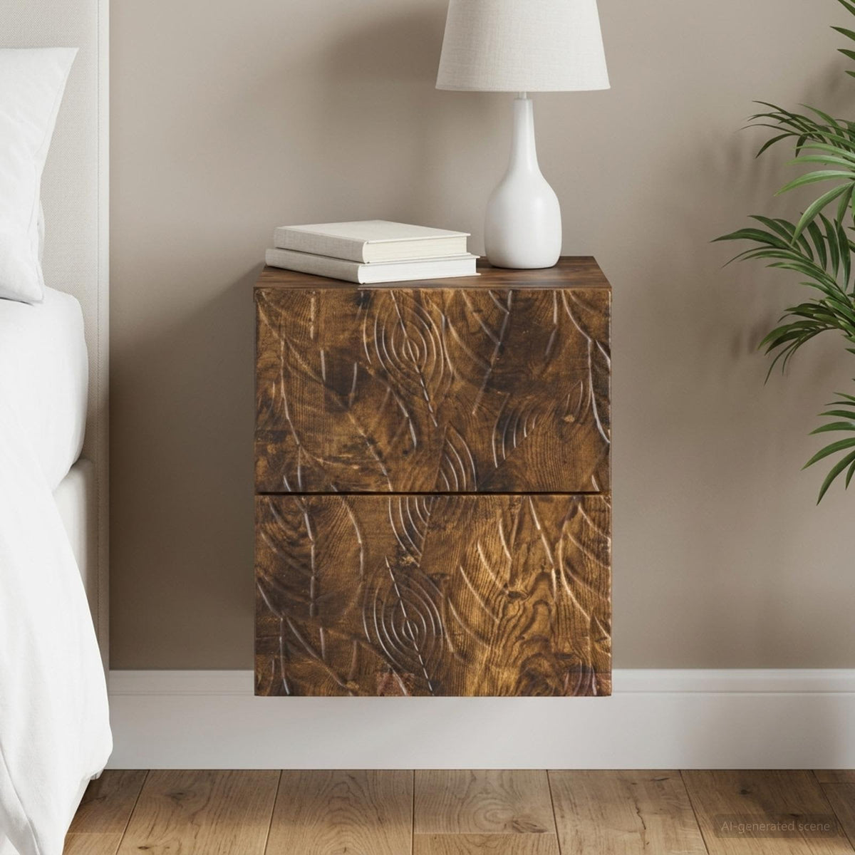 Wandbeugel Bedkast Gerookt eiken 34,5 x 33 x 40 cm Bewerkt hout is nu te koop bij PeponiXL, paradijselijk wonen!