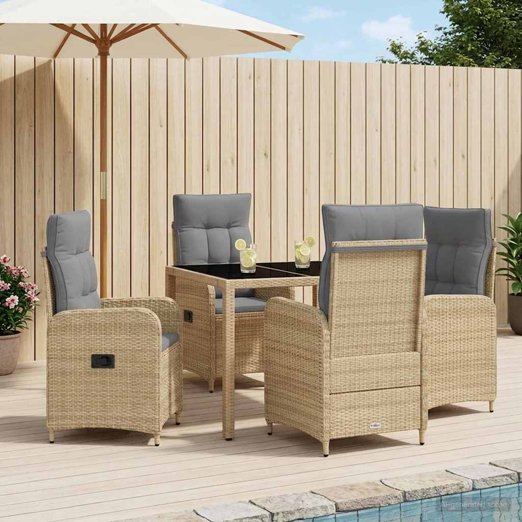 Buiten eettafelset 5 pcs Beige en Licht Grijs 90 x 90 x 75 cm is nu te koop bij PeponiXL, paradijselijk wonen!