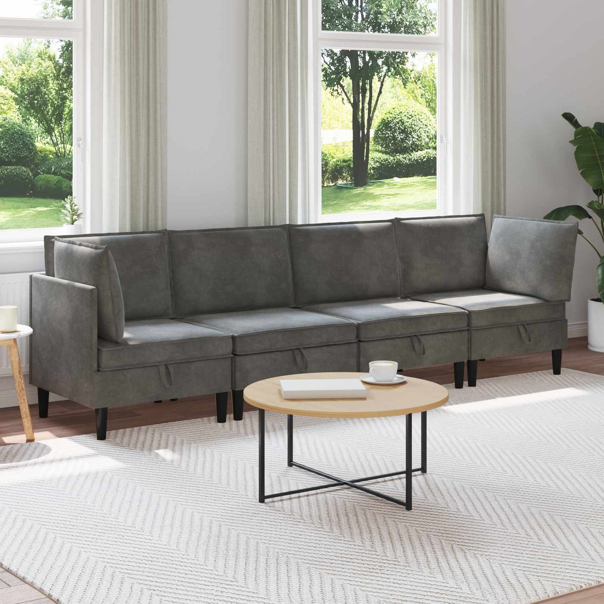Woonkamer Meubelset met kussen 4 pcs Donkergrijs Fluweel is nu te koop bij PeponiXL, paradijselijk wonen!
