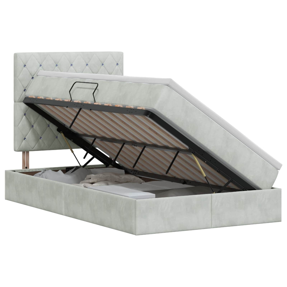 Opslag bed met matras Lichtgrijs 120 x 200 cm Fluweel is nu te koop bij PeponiXL, paradijselijk wonen!