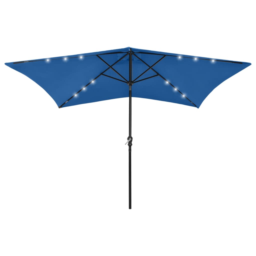 Parasol met LED's en stalen paal 2x3 m azuurblauw is nu te koop bij PeponiXL, paradijselijk wonen!