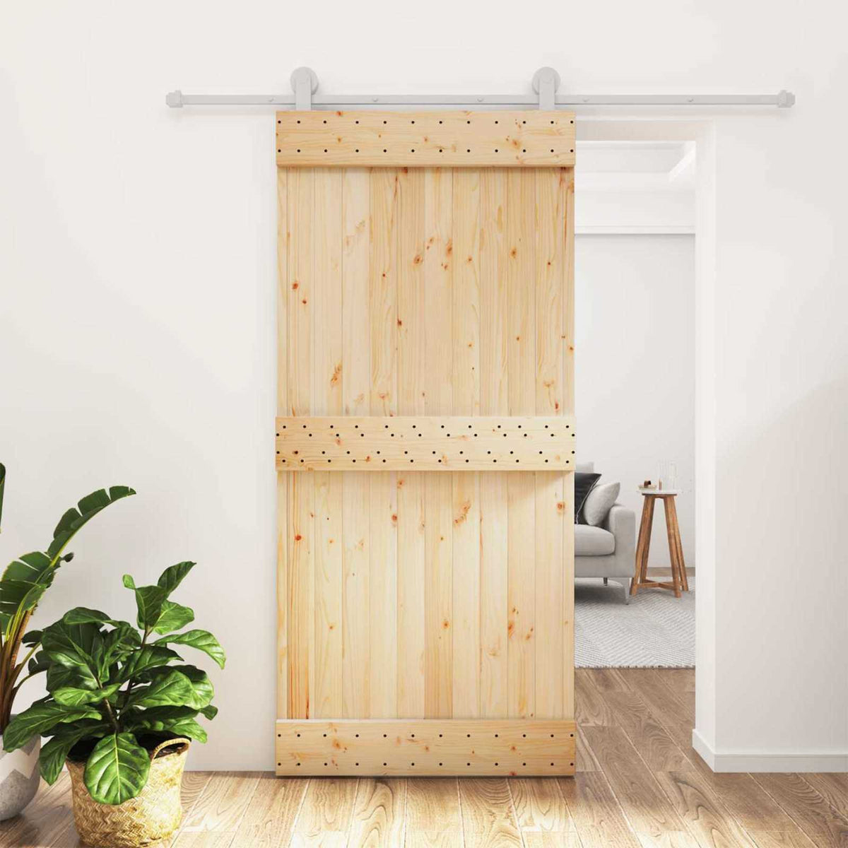 Schuifdeur Natuurlijk en Wit 95 x 210 cm Massief Grenenhout is nu te koop bij PeponiXL, paradijselijk wonen!