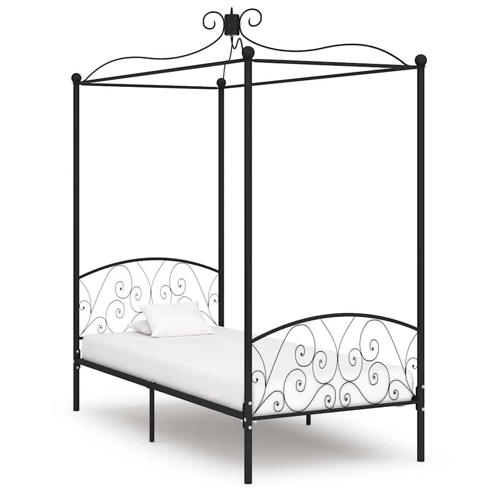 Hemelbedframe metaal zwart 90x200 cm is nu te koop bij PeponiXL, paradijselijk wonen!